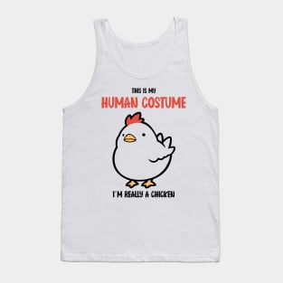 Cute Chicken Halloween T-Shirt | This is My Human Costume | Quirky Farm Animal Lovers Shirt | Chicken Lady Gift Idea Tank Top